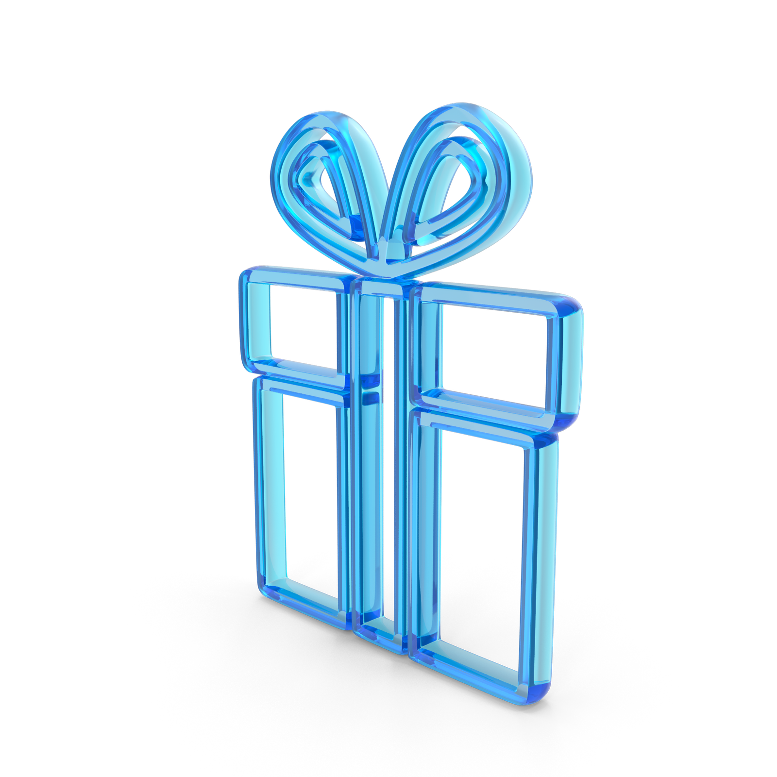 Blue Glass Gift Box Outline Icon.H03.2k