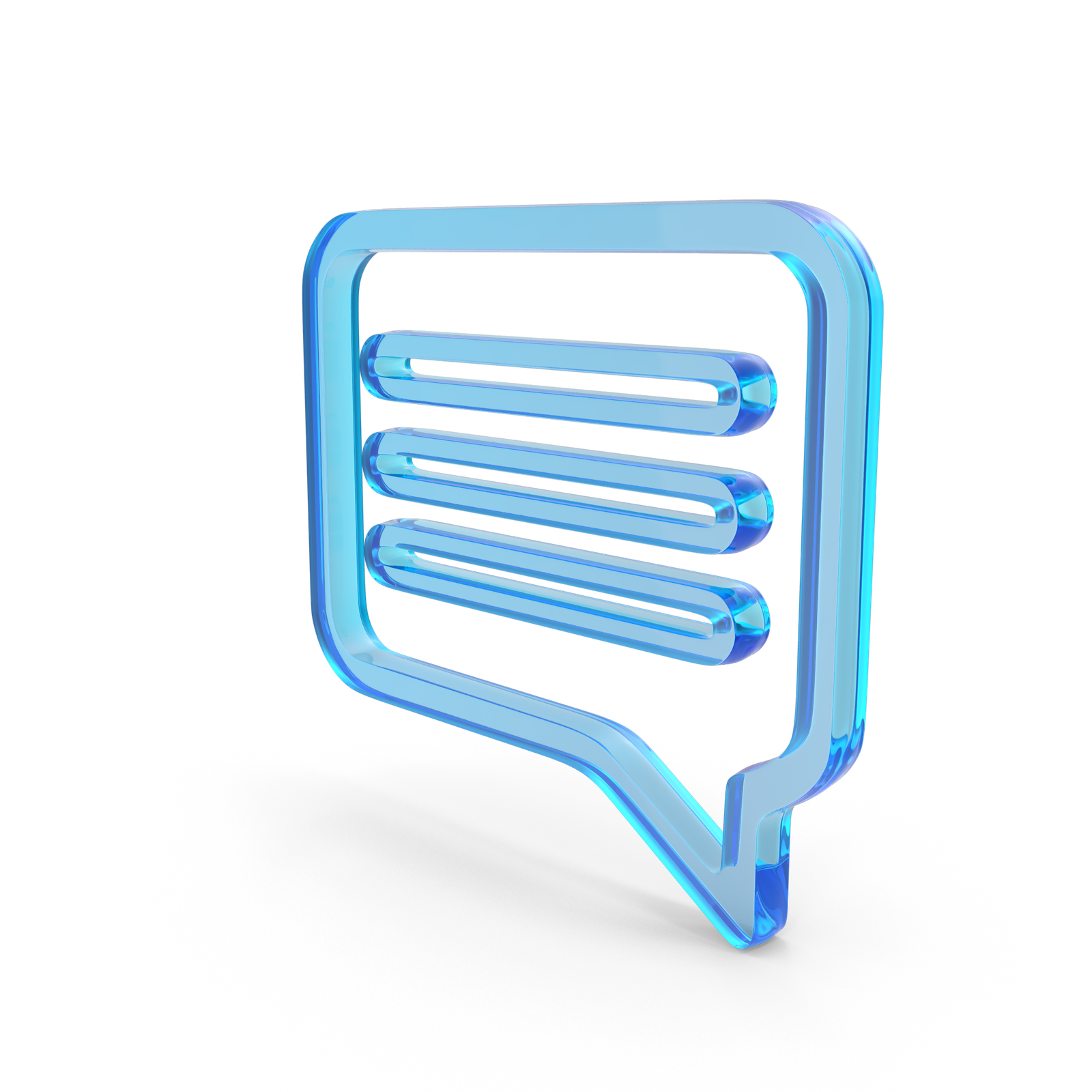 Blue Glass Message Chat Symbol.H03.2k