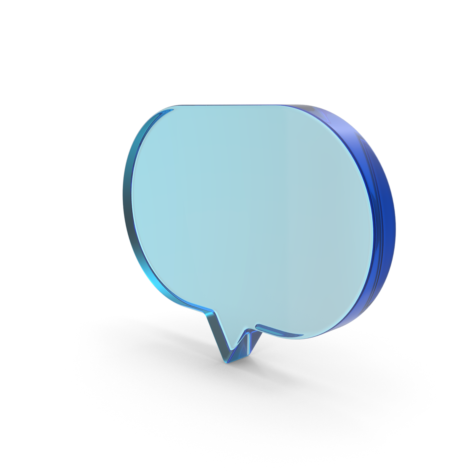 Blue Glass Speech Bubble Symbol.H03.2k