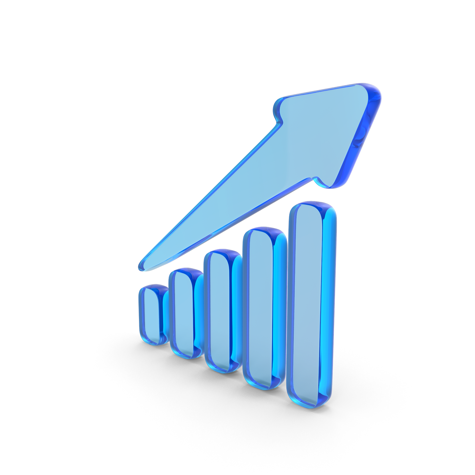 Blue Glass Stock Market Growth Graph With Arrow.H03.2k